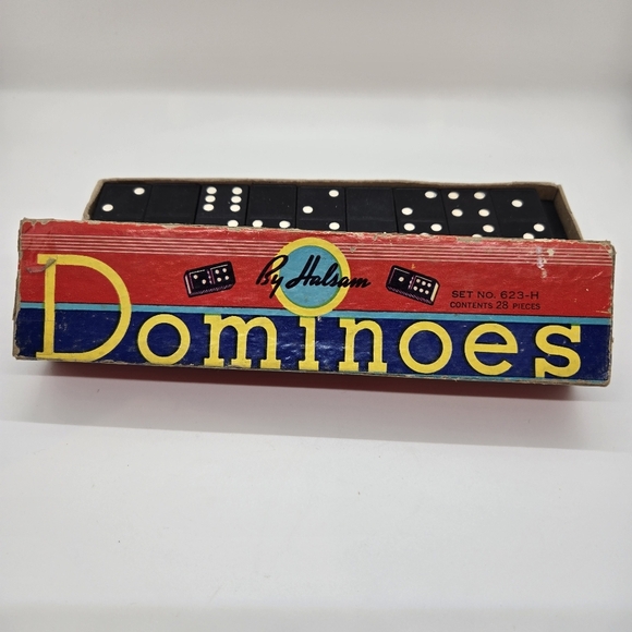 Vintage Set of Halsam Dominoes Set No. 623-H 28‎ Pieces - Picture 6 of 10